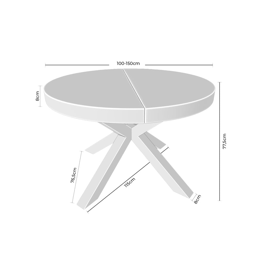 Mesa Élora, tapa de madera y patas de metal negro, extensible, Ø100 cm