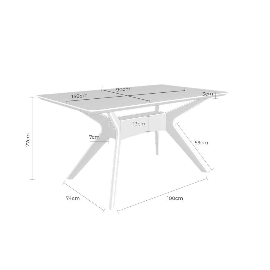 Mesa Noia, madera, 140 × 90 cm