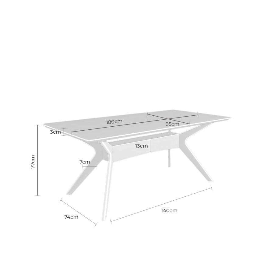 Mesa Noia, madera, 180 × 95 cm