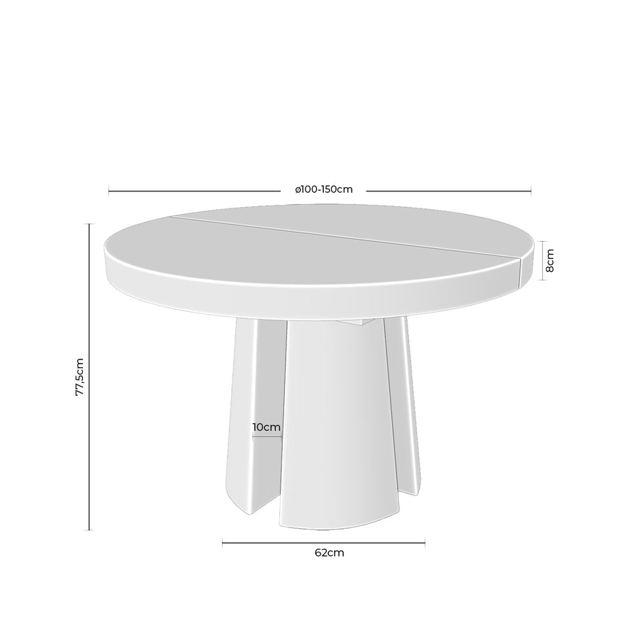 Mesa Tamar, madera, extensible, Ø100 cm
