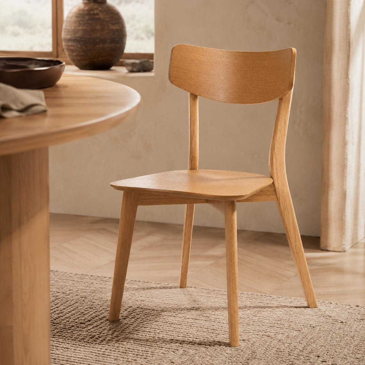 Silla Mirto, madera acabado roble