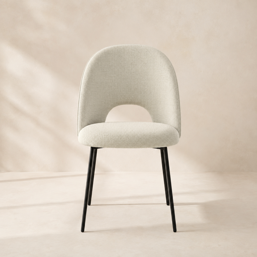 Silla de comedor tapizada, pata metálica