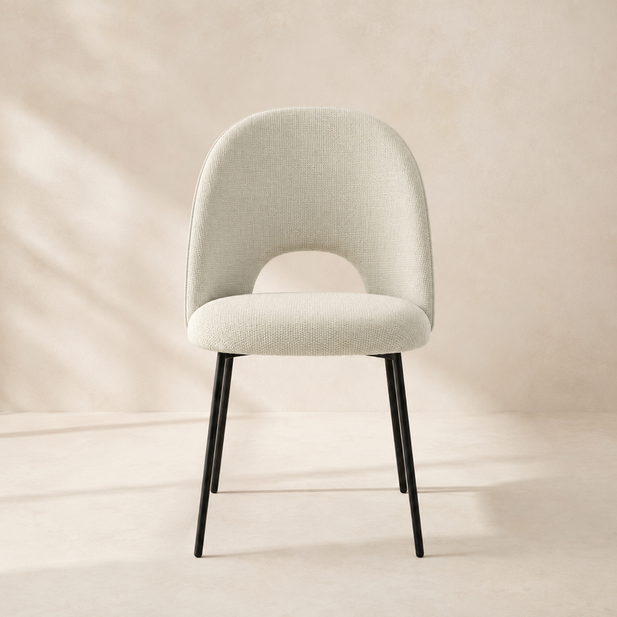 Silla de comedor tapizada, pata metálica