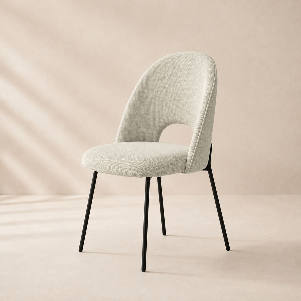Silla de comedor tapizada, pata metálica