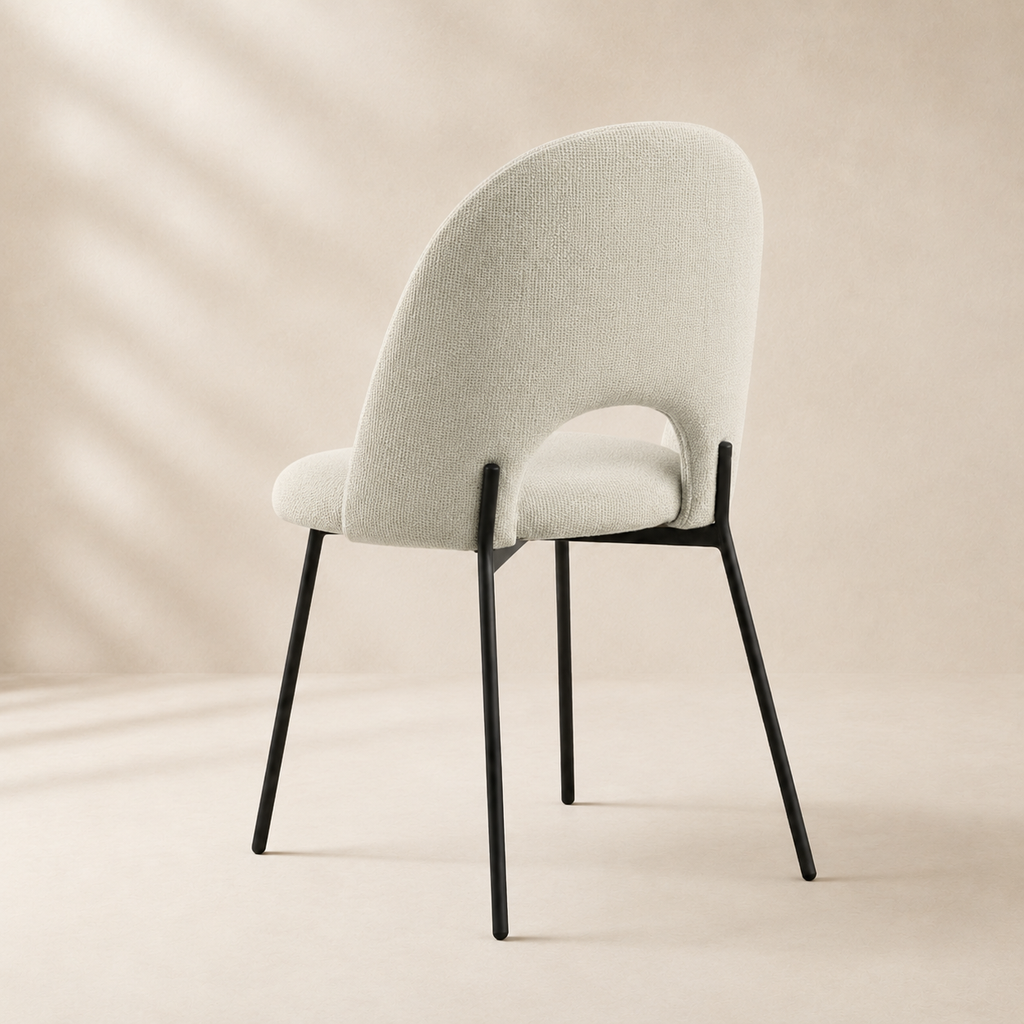 Silla de comedor tapizada, pata metálica
