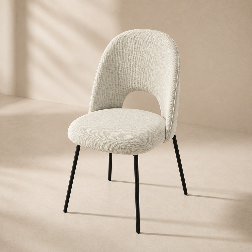 Silla de comedor tapizada, pata metálica