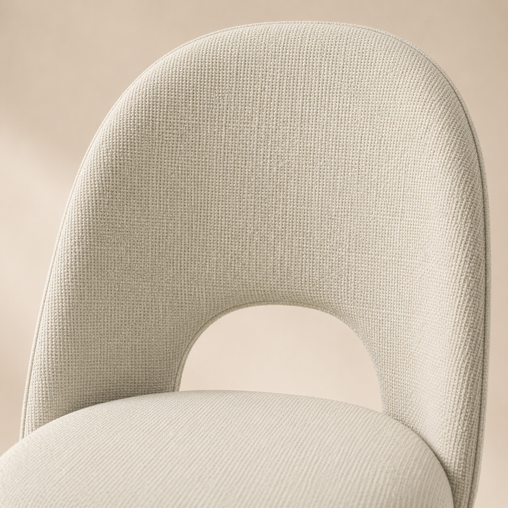 Silla de comedor tapizada, pata metálica