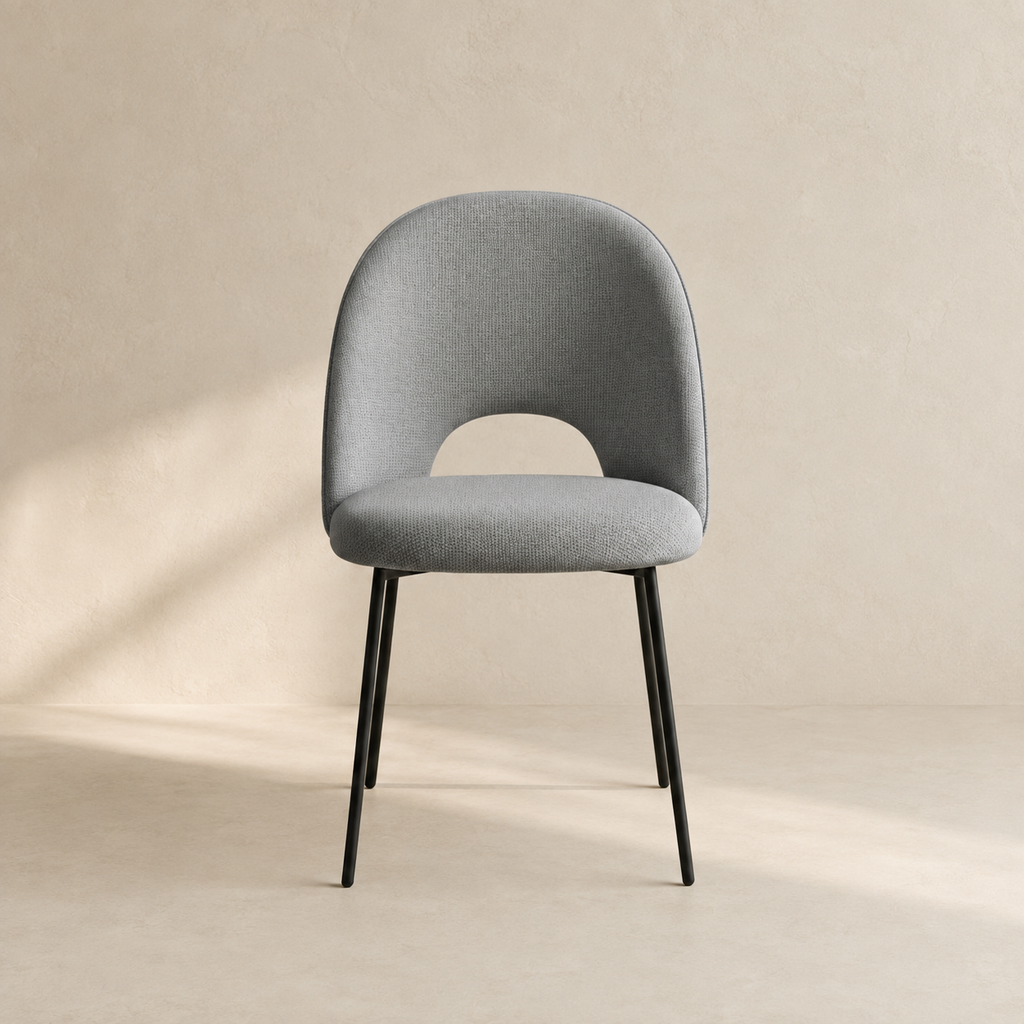 Silla de comedor tapizada, pata metálica