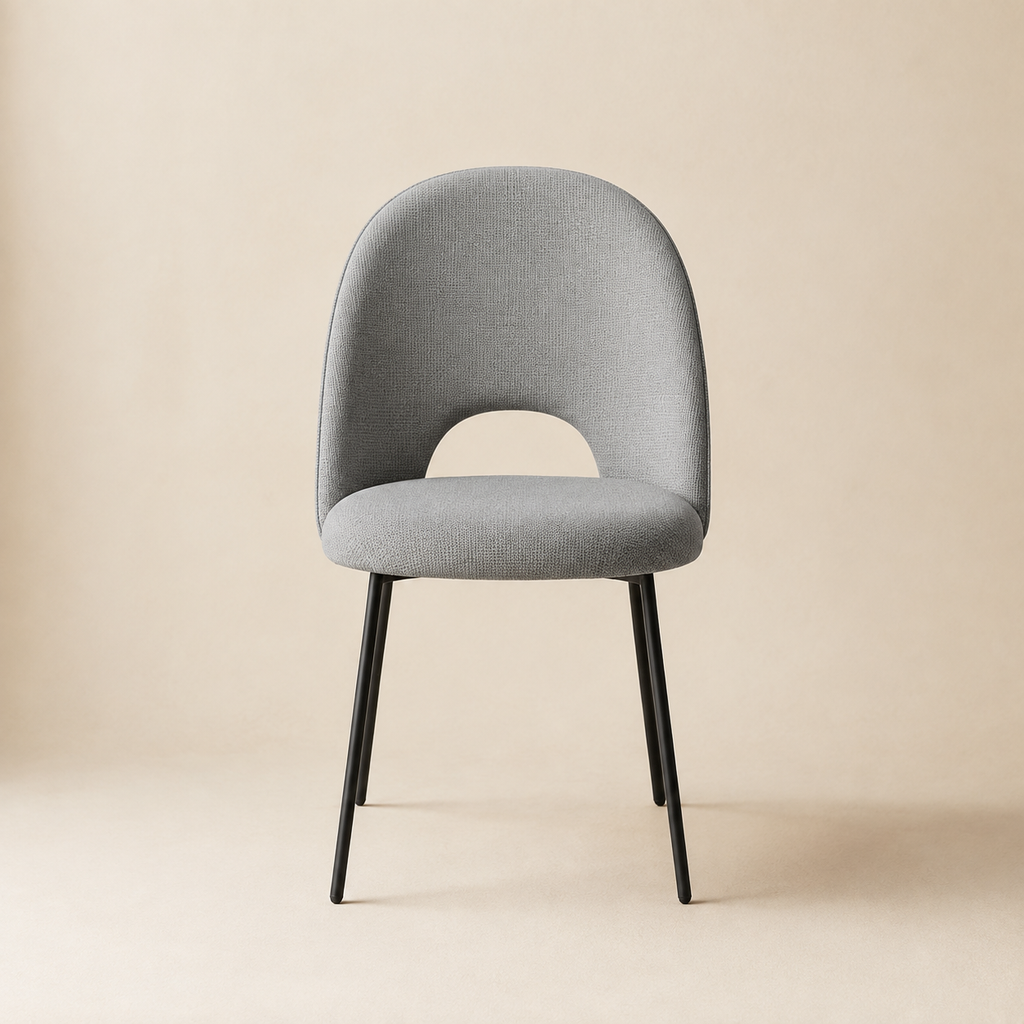 Silla de comedor tapizada, pata metálica
