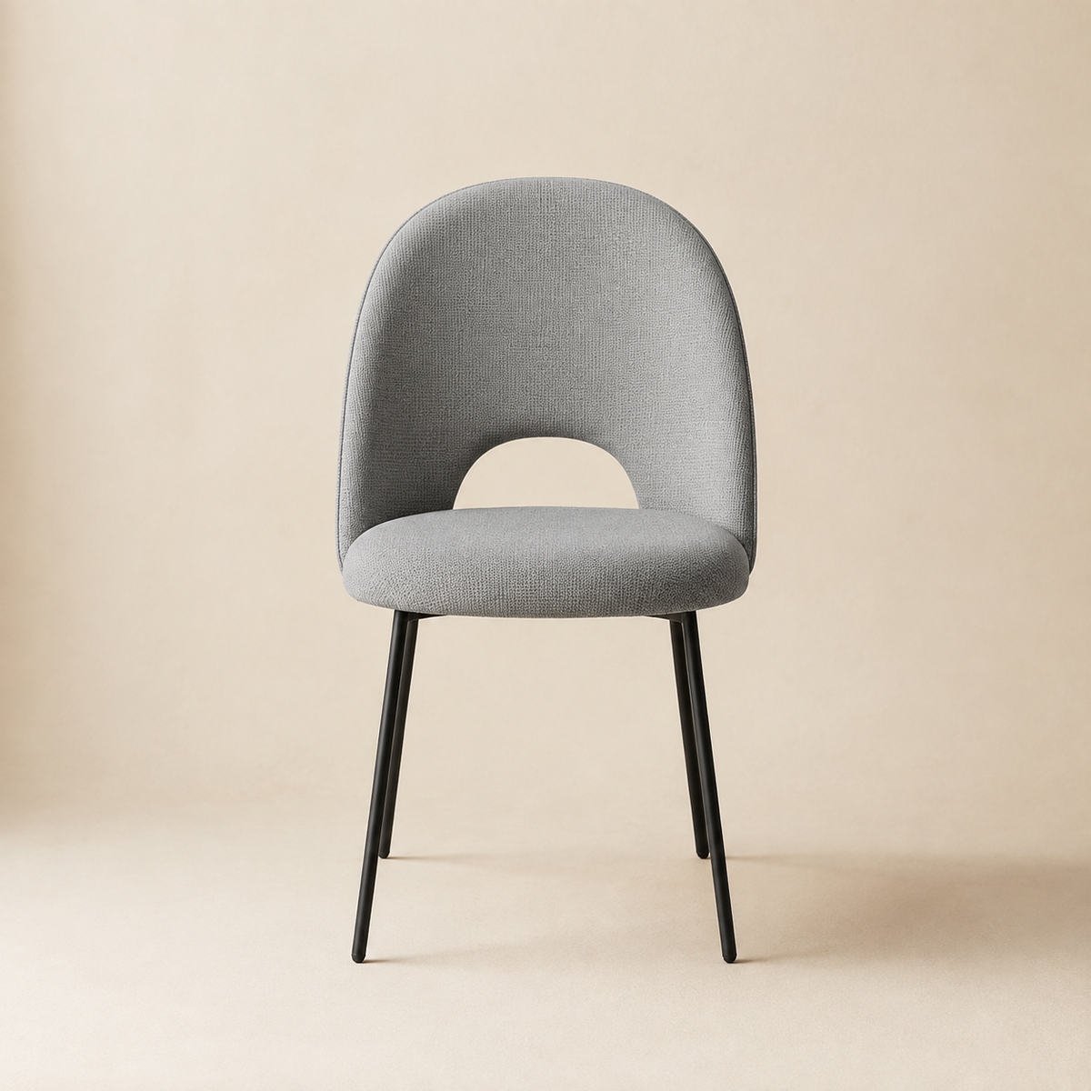Silla de comedor tapizada, pata metálica