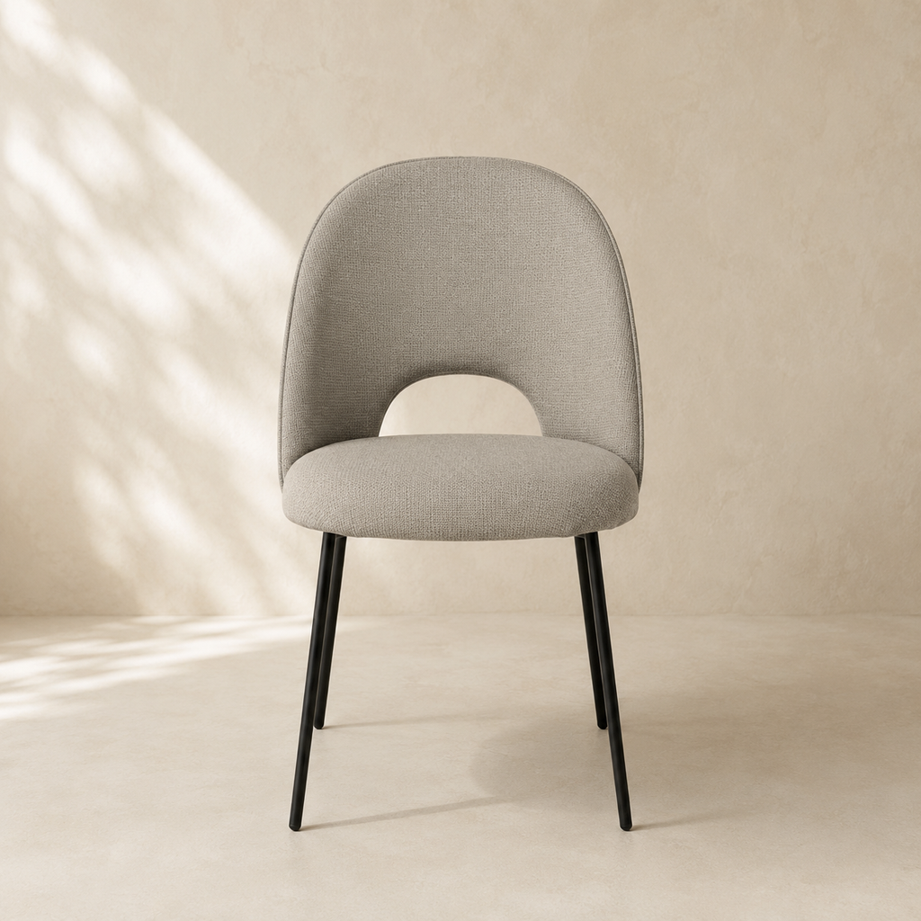 Silla de comedor tapizada, pata metálica