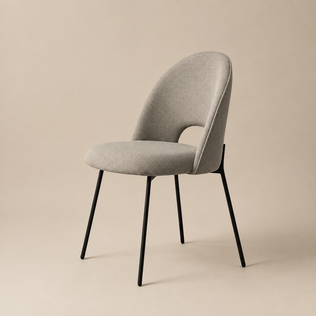 Silla de comedor tapizada, pata metálica