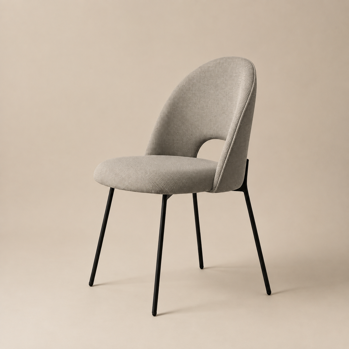 Silla de comedor tapizada, pata metálica