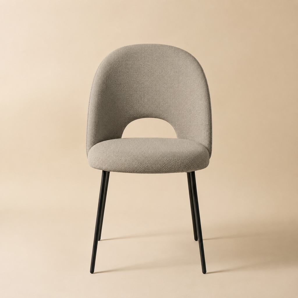 Silla de comedor tapizada, pata metálica