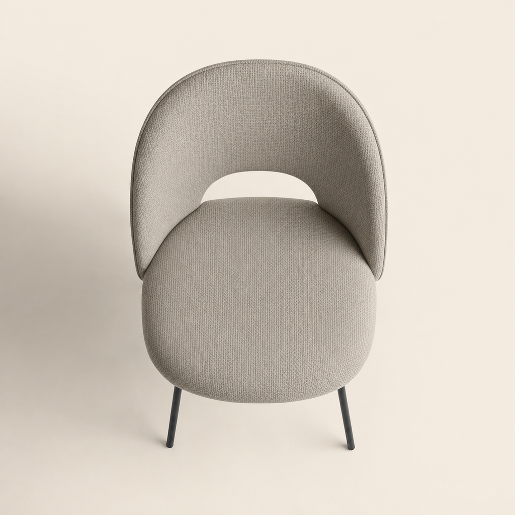 Silla de comedor tapizada, pata metálica