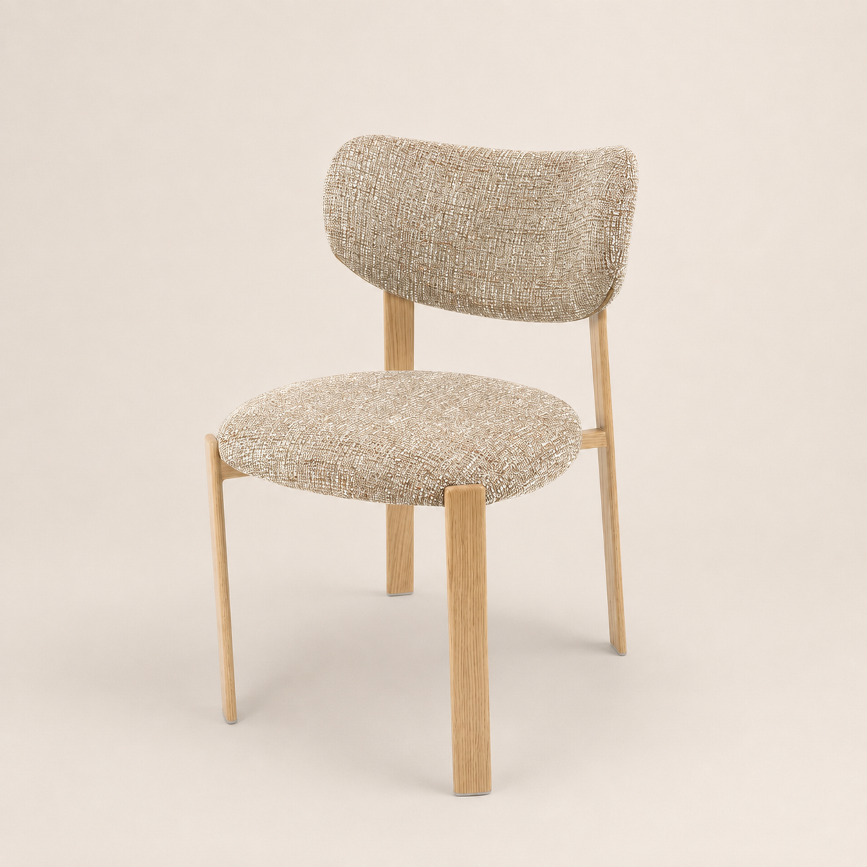 Upholstered dining chair, oak legs