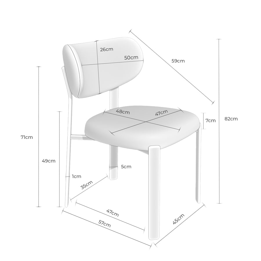 Upholstered dining chair, oak legs