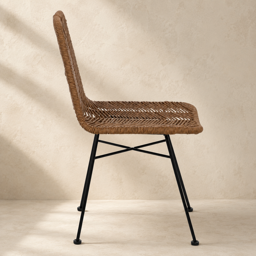 Silla de comedor para interior y exterior, estructura de acero