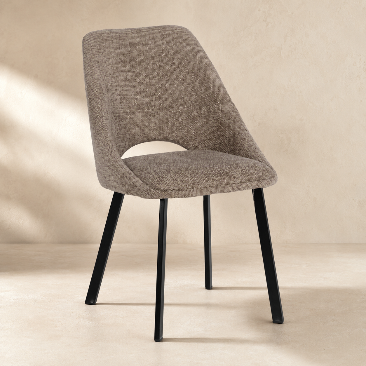 Upholstered dining chair, metal leg