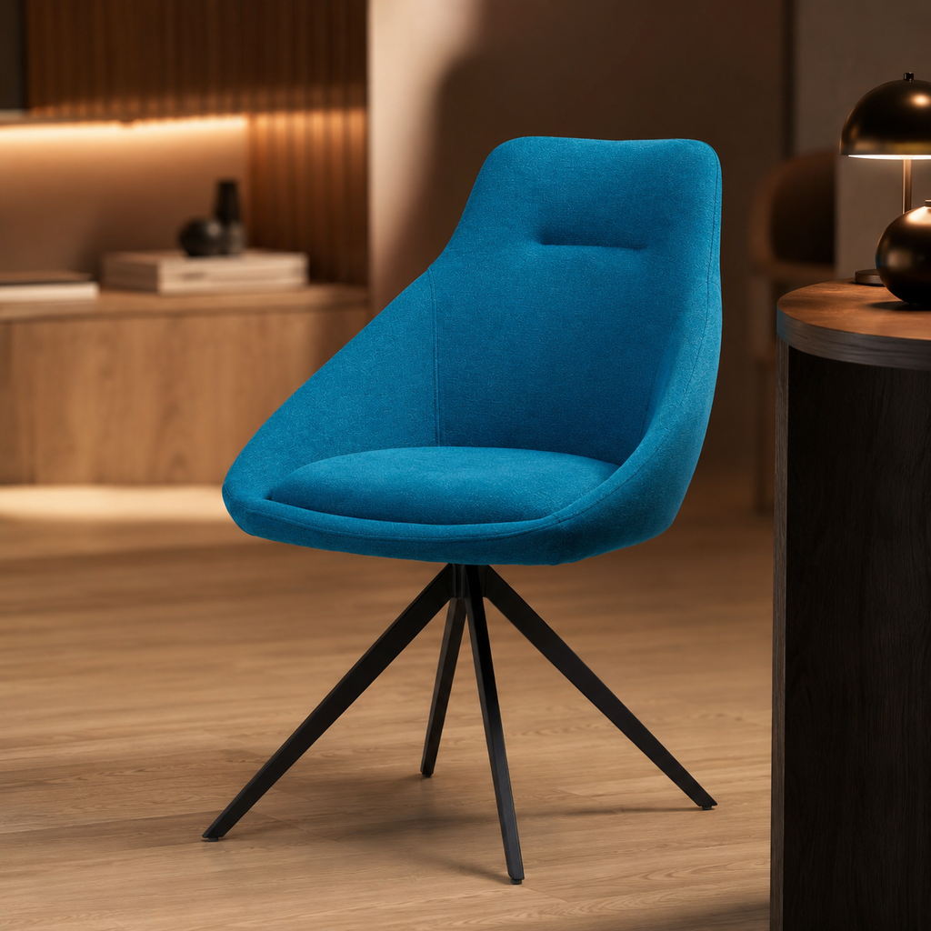 Silla de comedor tapizada, pata metálica