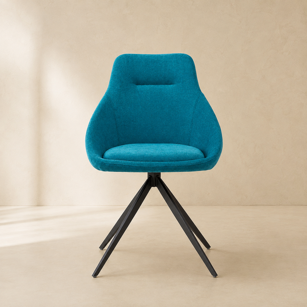 Silla de comedor tapizada, pata metálica