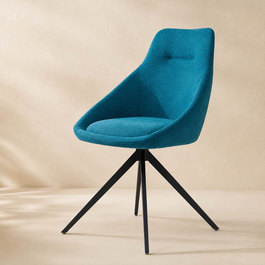 Silla de comedor tapizada, pata metálica