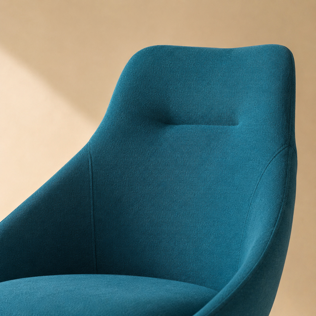 Silla de comedor tapizada, pata metálica