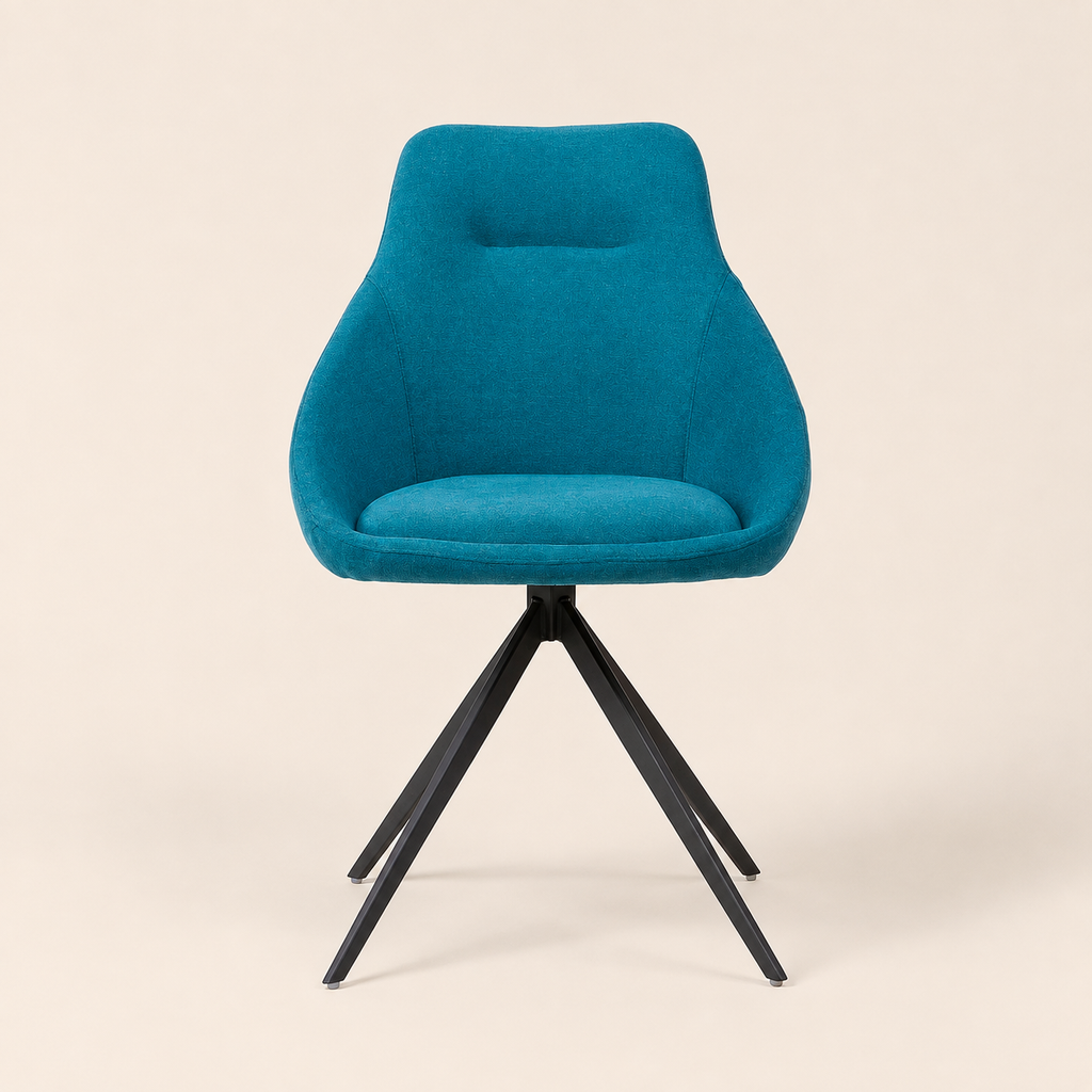 Silla de comedor tapizada, pata metálica