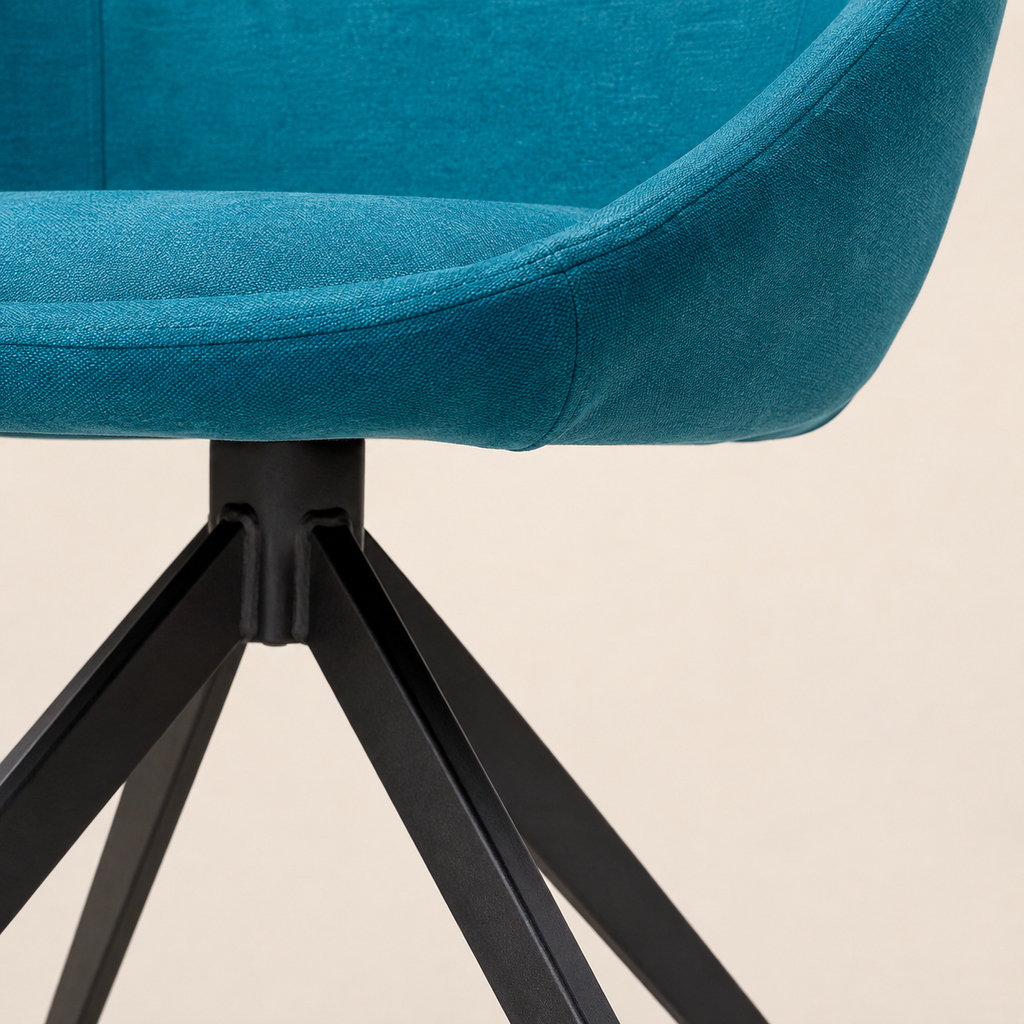 Silla de comedor tapizada, pata metálica