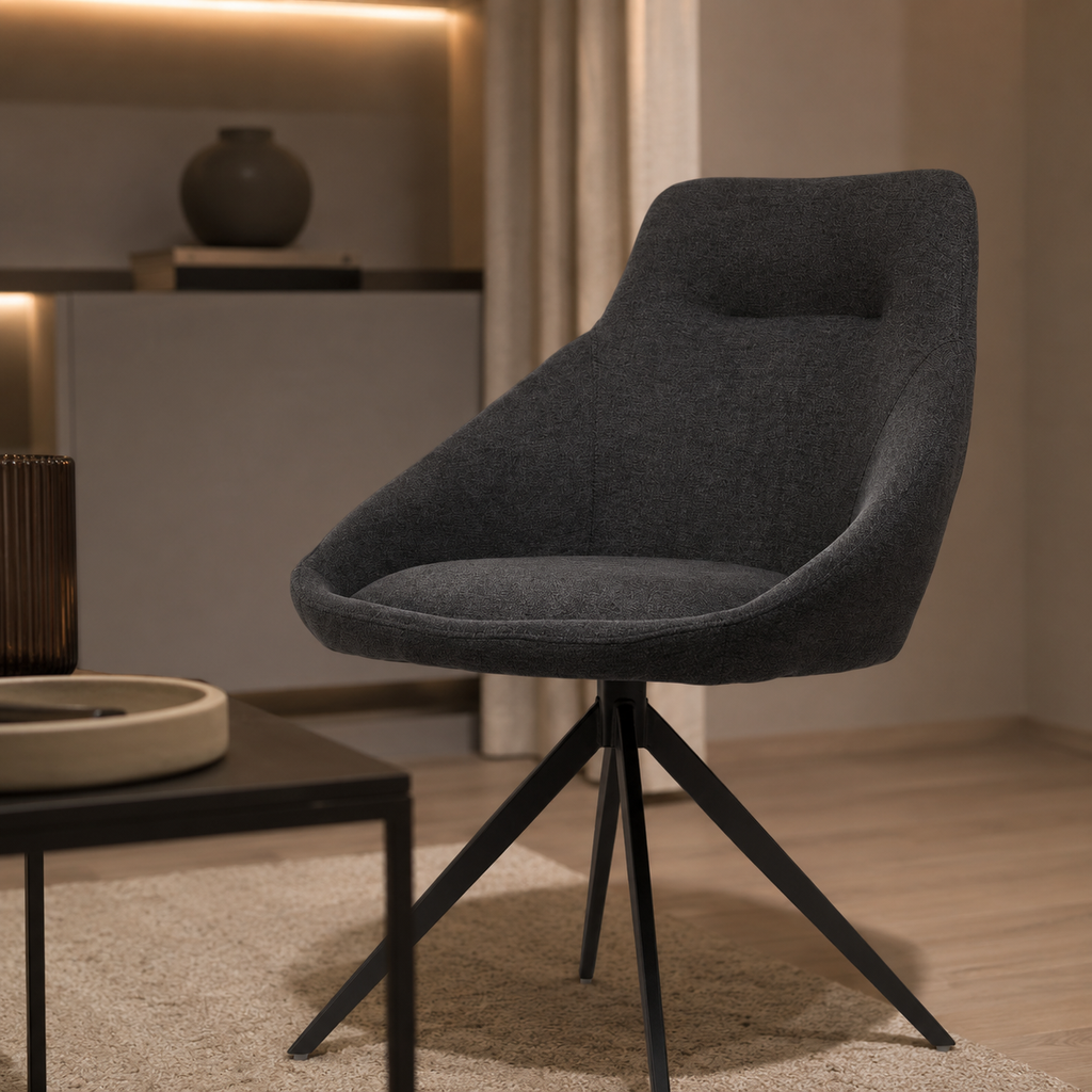 Silla de comedor tapizada, pata metálica