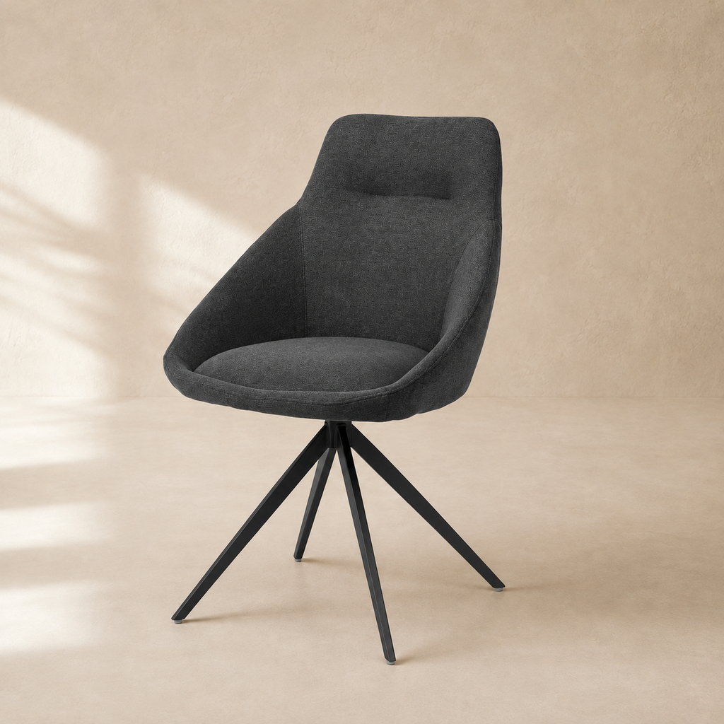 Silla de comedor tapizada, pata metálica