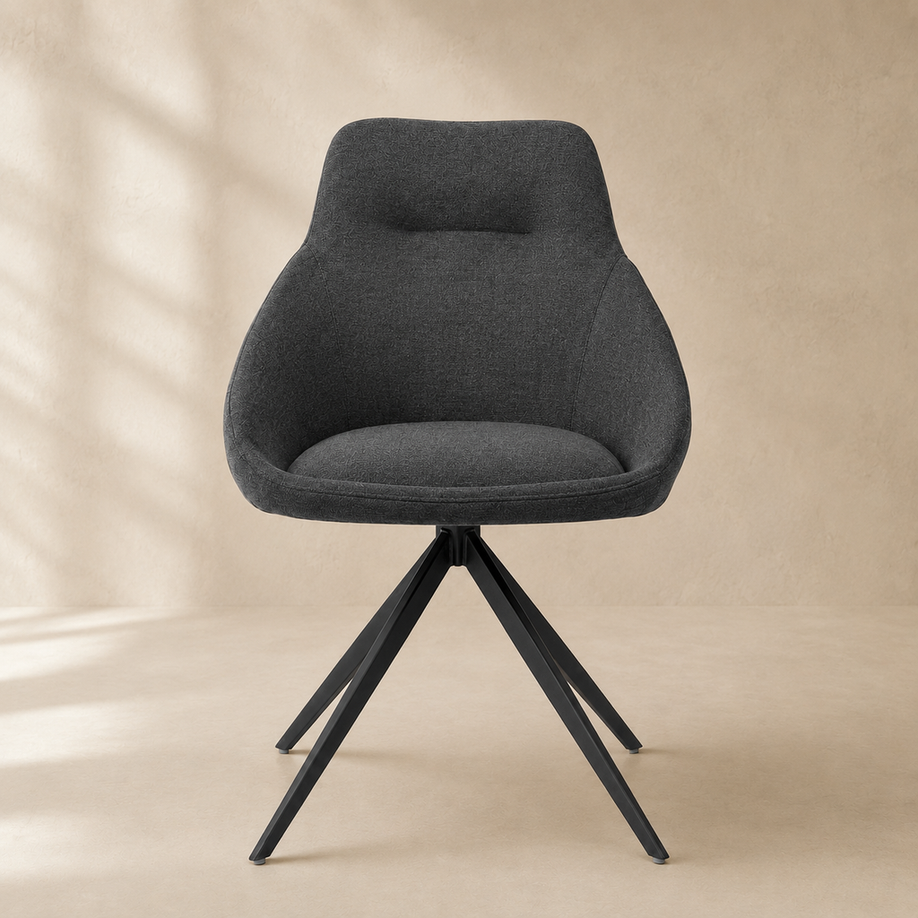 Silla de comedor tapizada, pata metálica