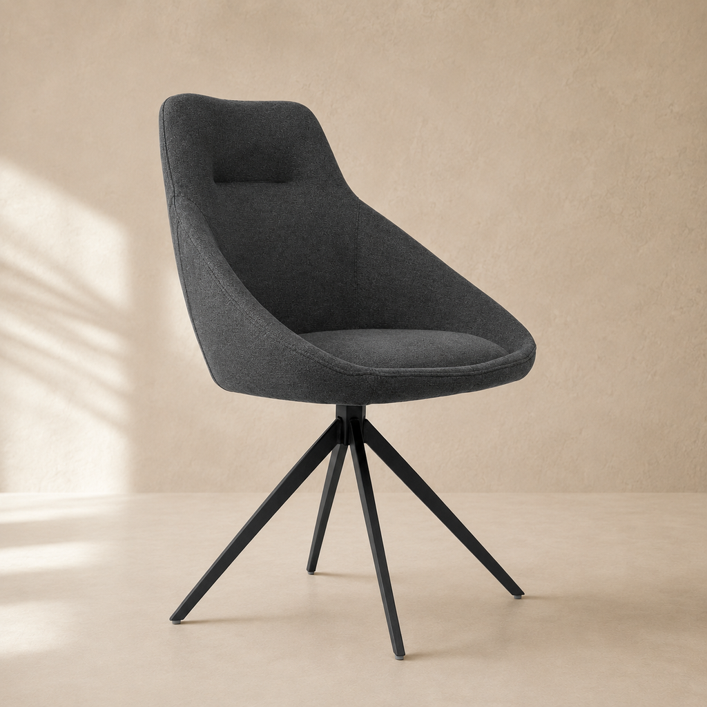 Silla de comedor tapizada, pata metálica