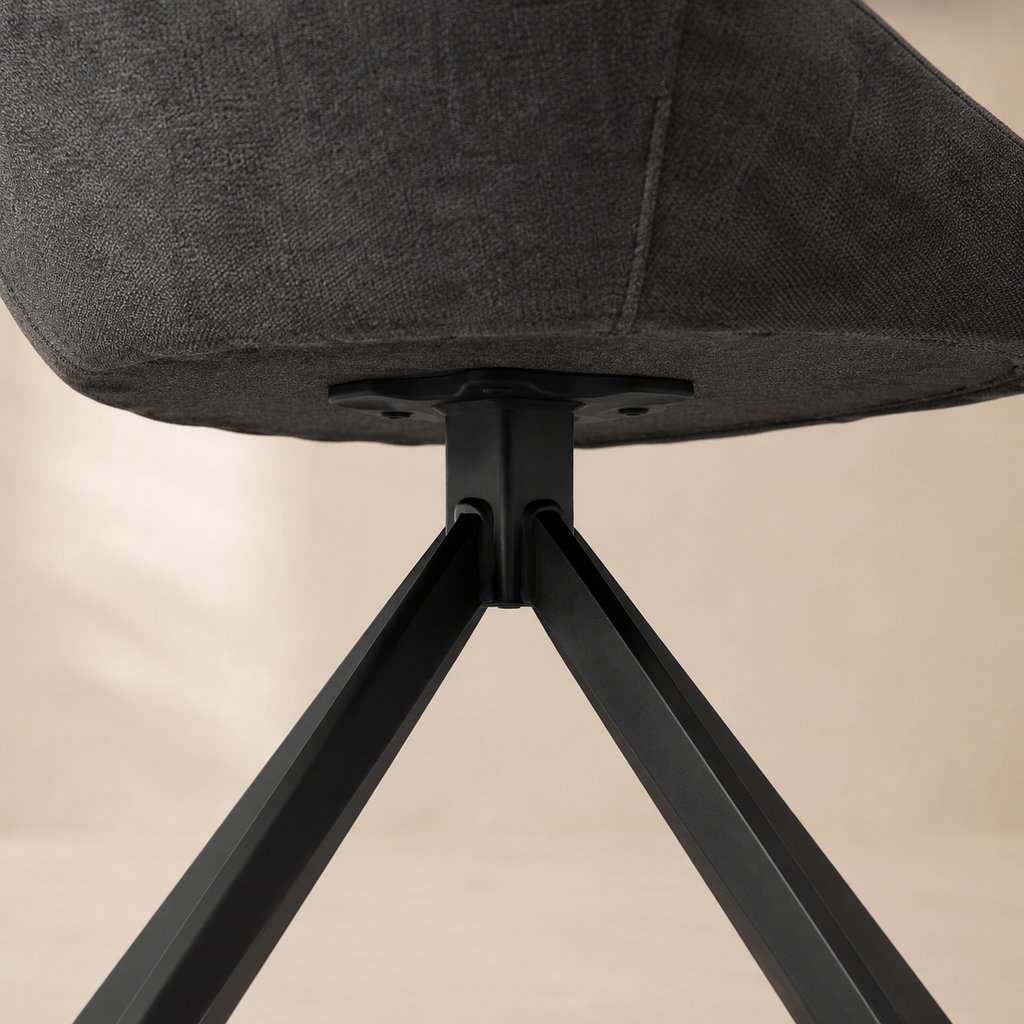Silla de comedor tapizada, pata metálica