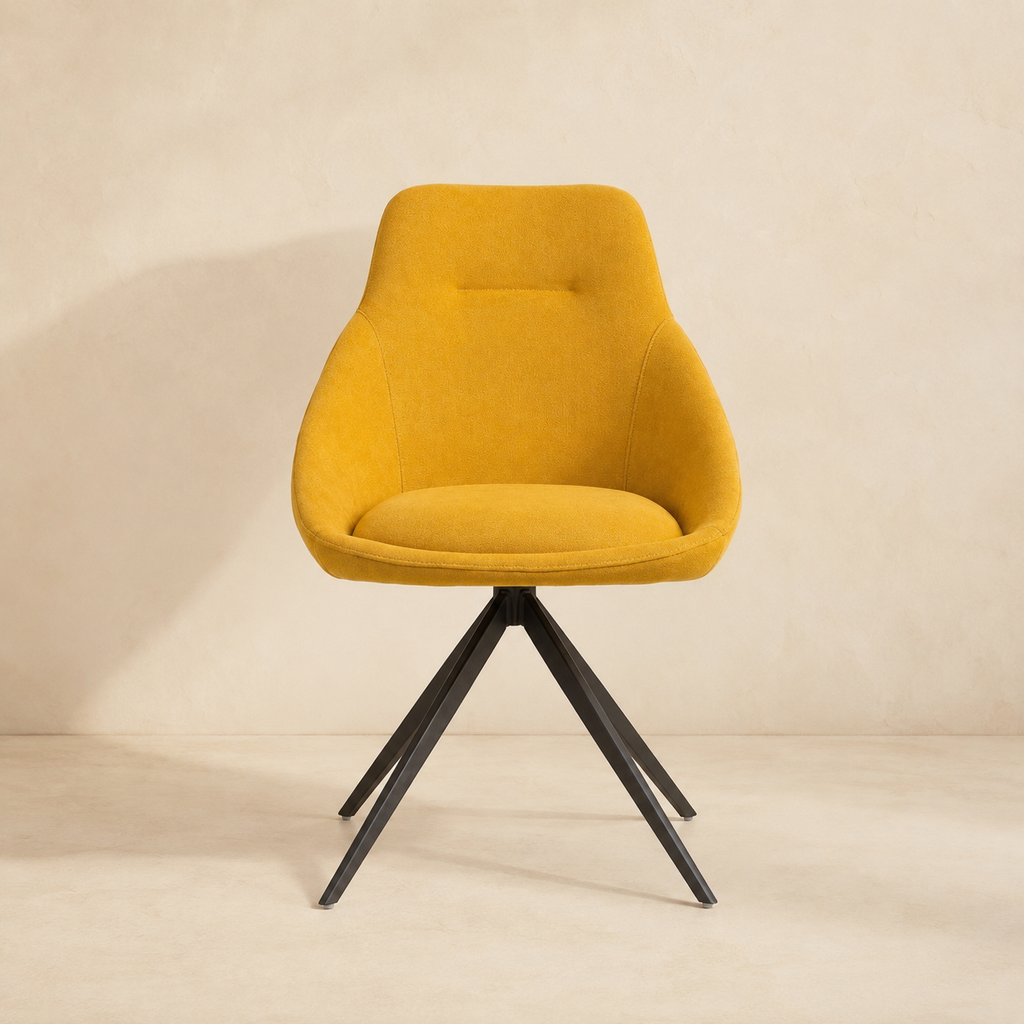 Silla de comedor tapizada, pata metálica