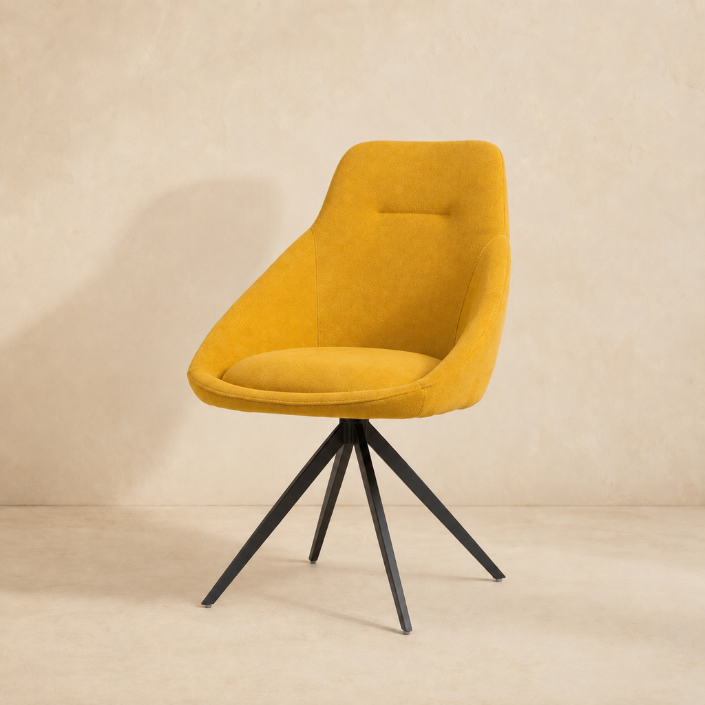 Silla de comedor tapizada, pata metálica