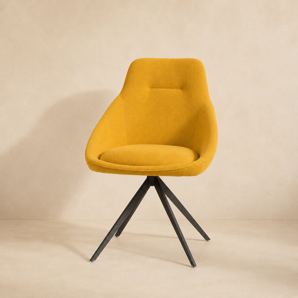 Silla de comedor tapizada, pata metálica