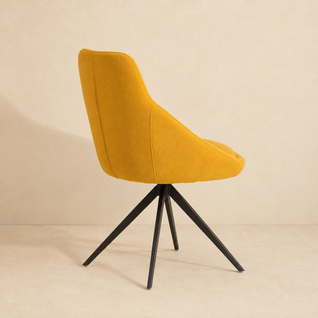 Silla de comedor tapizada, pata metálica