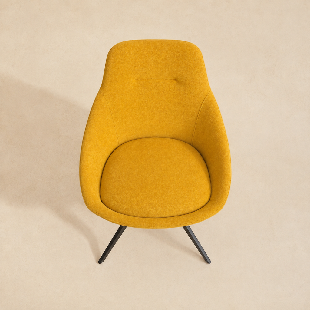 Silla de comedor tapizada, pata metálica