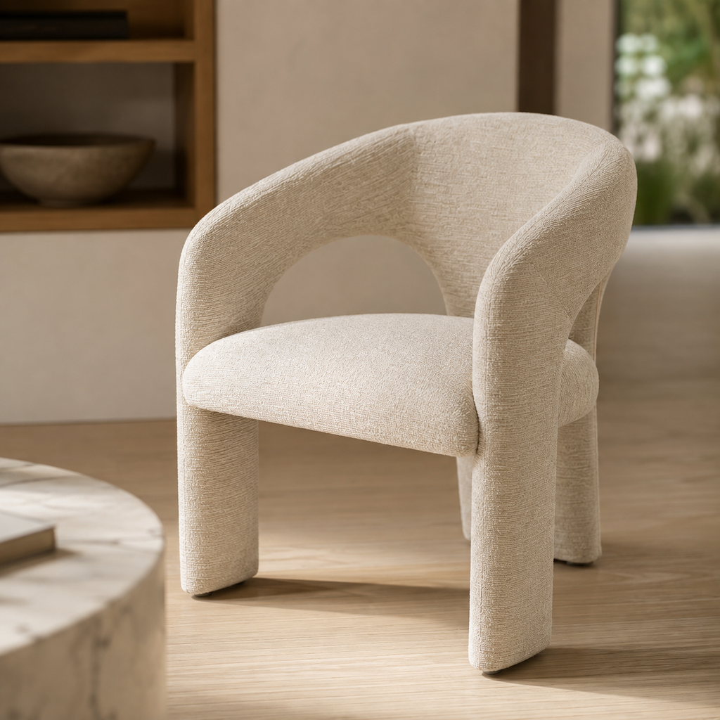 Silla de comedor tapizada, pata metálica