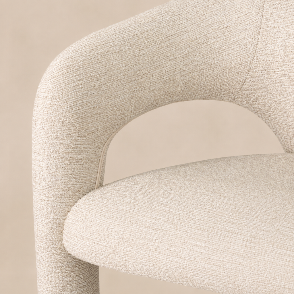 Silla de comedor tapizada, pata metálica