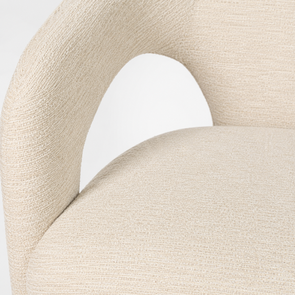 Silla de comedor tapizada, pata metálica