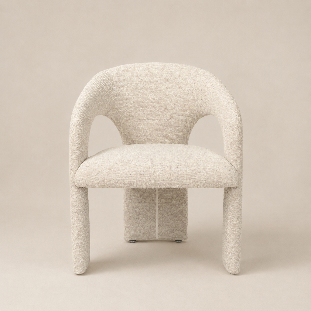 Silla de comedor tapizada, pata metálica
