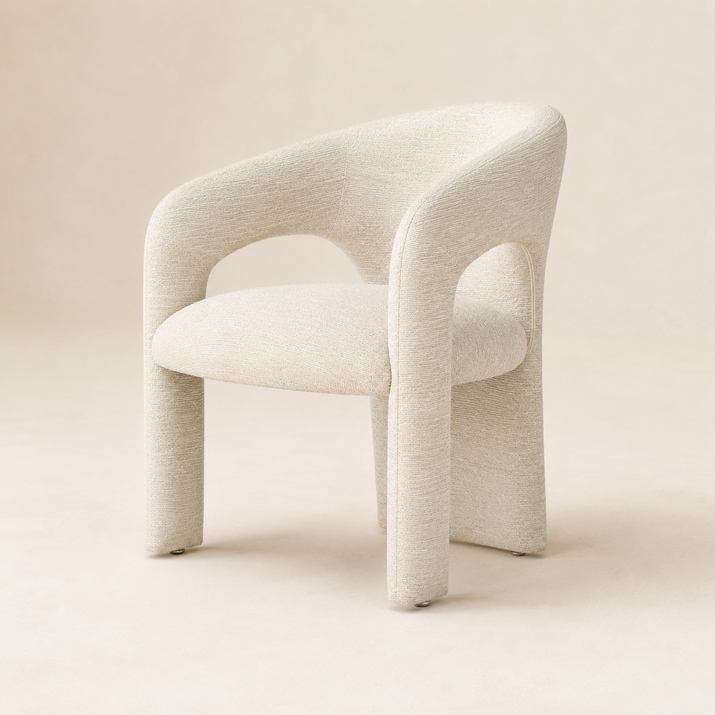 Silla de comedor tapizada, pata metálica