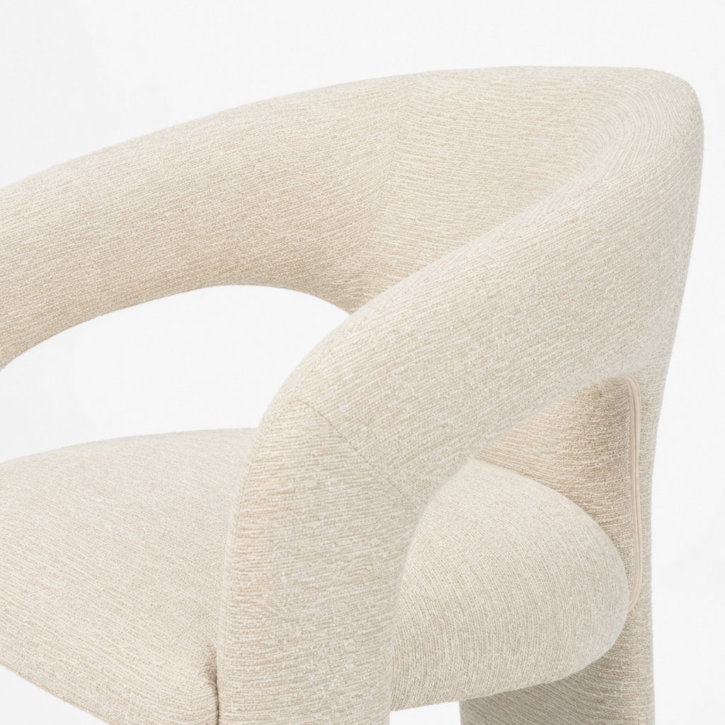 Silla de comedor tapizada, pata metálica