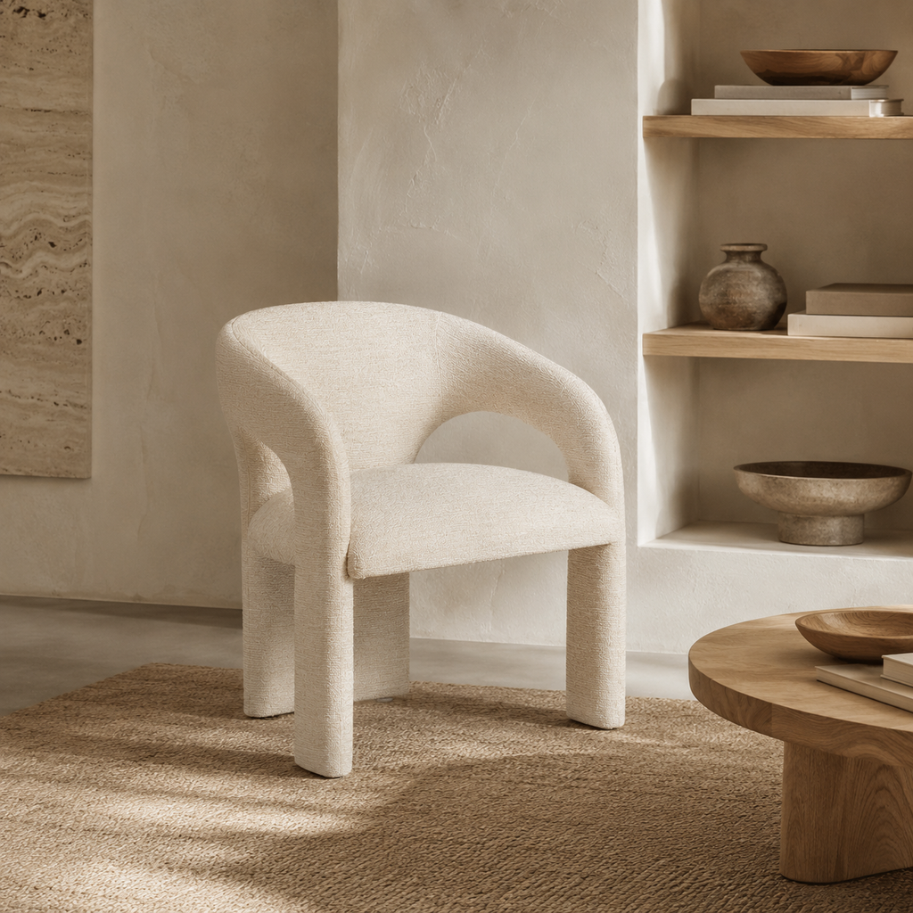 Silla de comedor tapizada, pata metálica