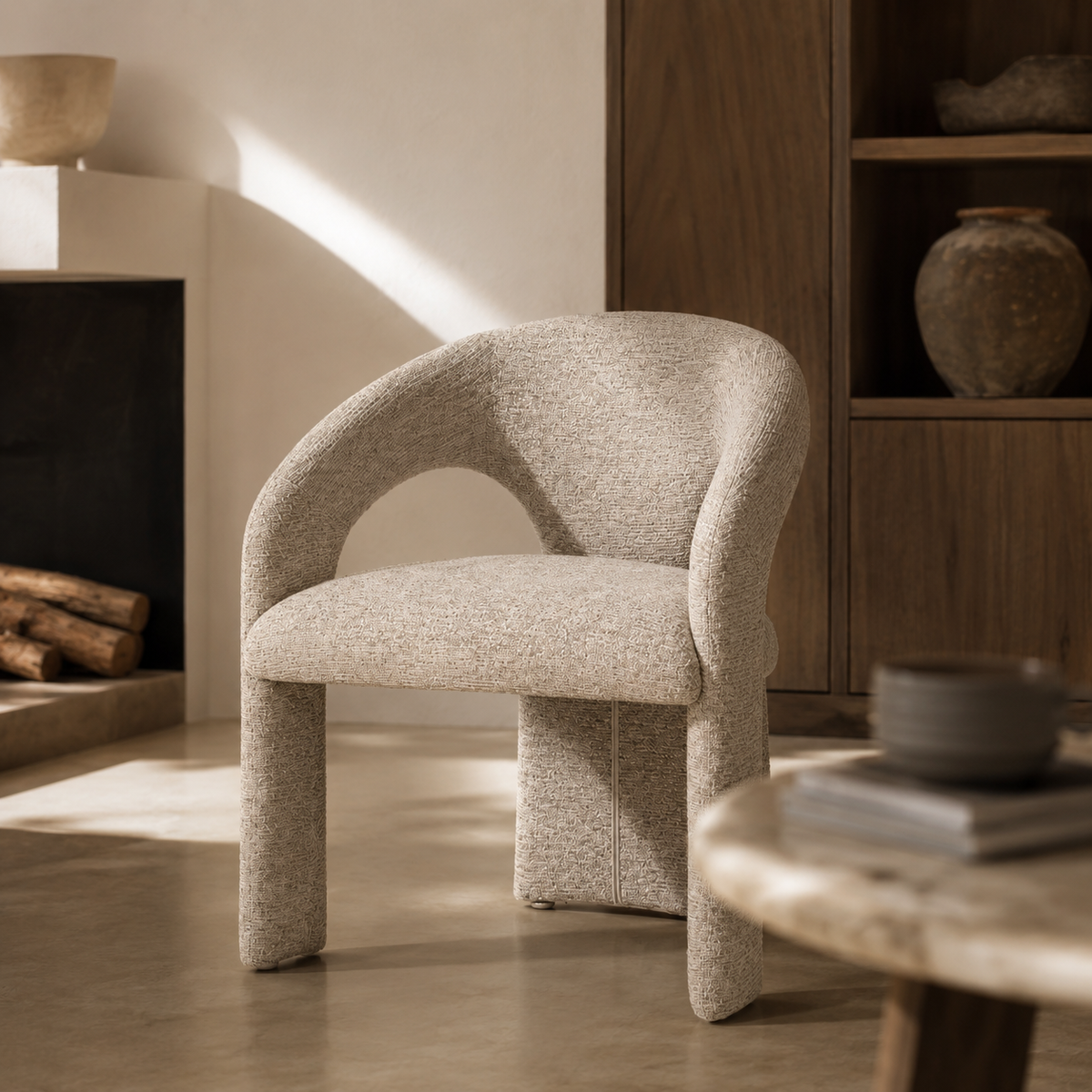 Silla de comedor tapizada, pata metálica