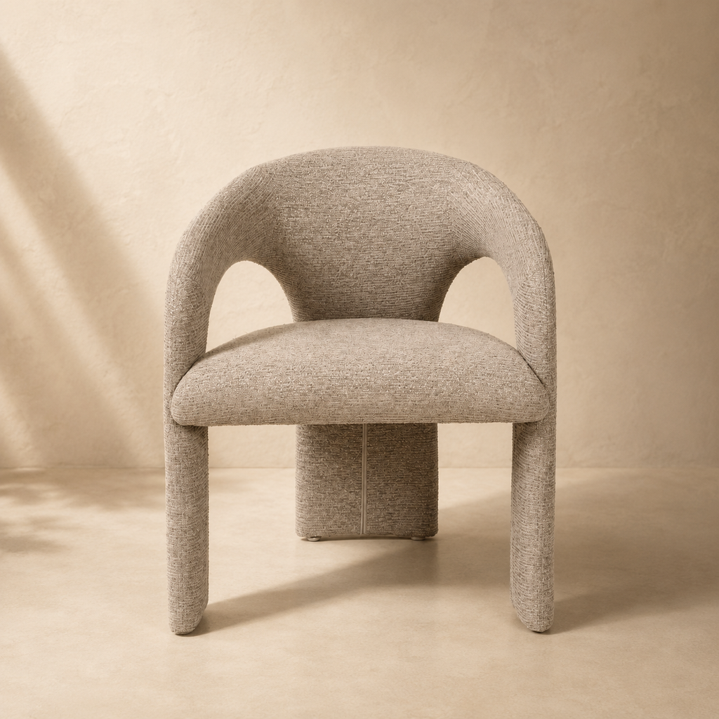Silla de comedor tapizada, pata metálica
