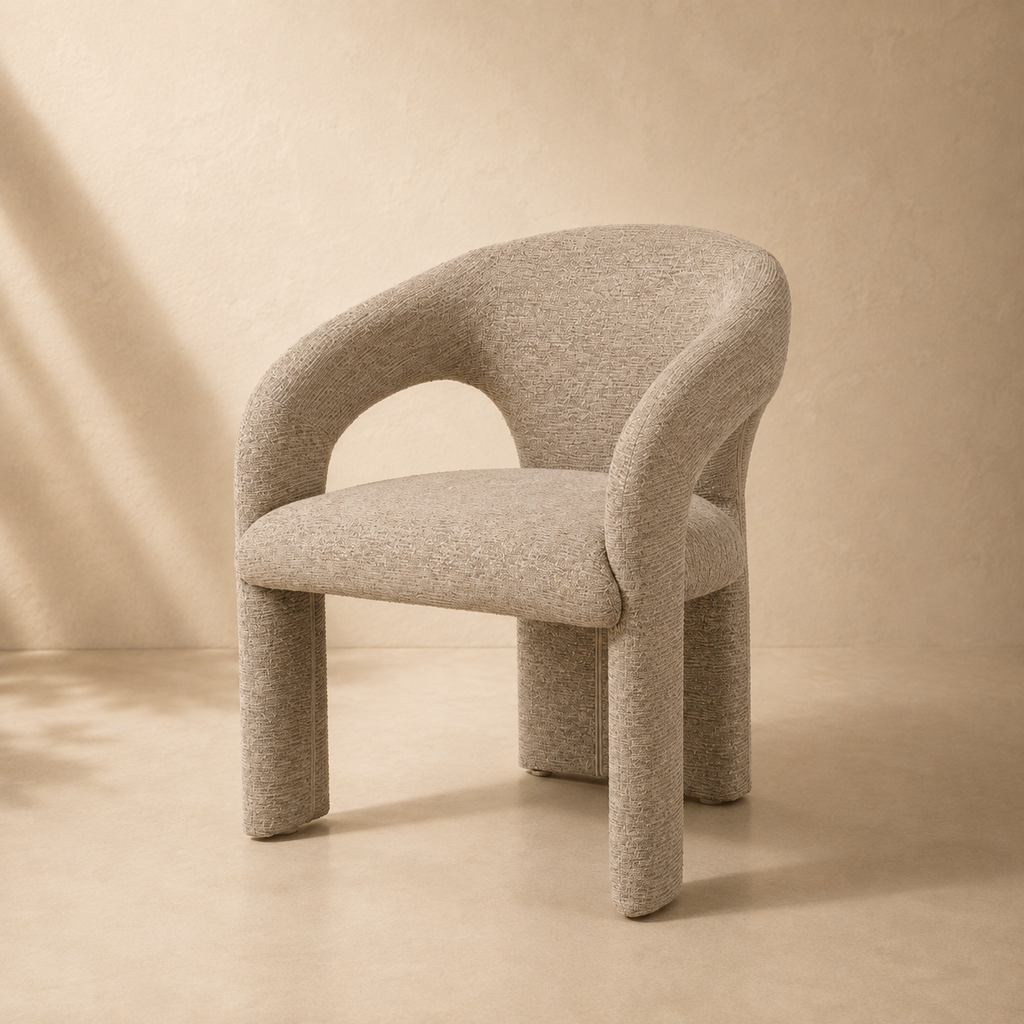 Silla de comedor tapizada, pata metálica