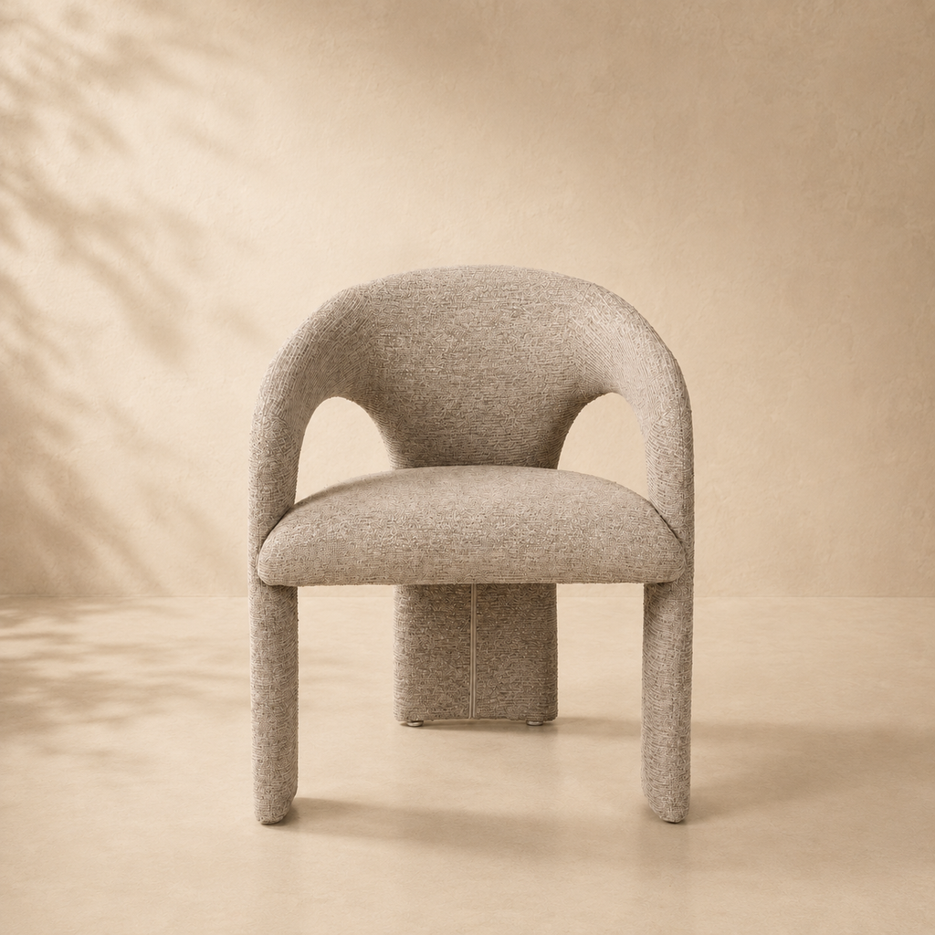 Silla de comedor tapizada, pata metálica